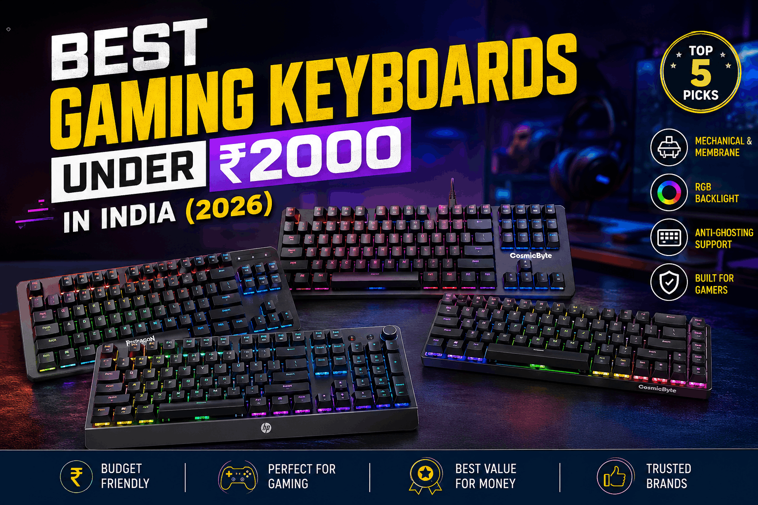Buying Guides Best Gaming Keyboards under ₹2000 in india (2026)