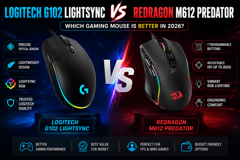 Logitech G102 Lightsync vs Redragon M612 Predator